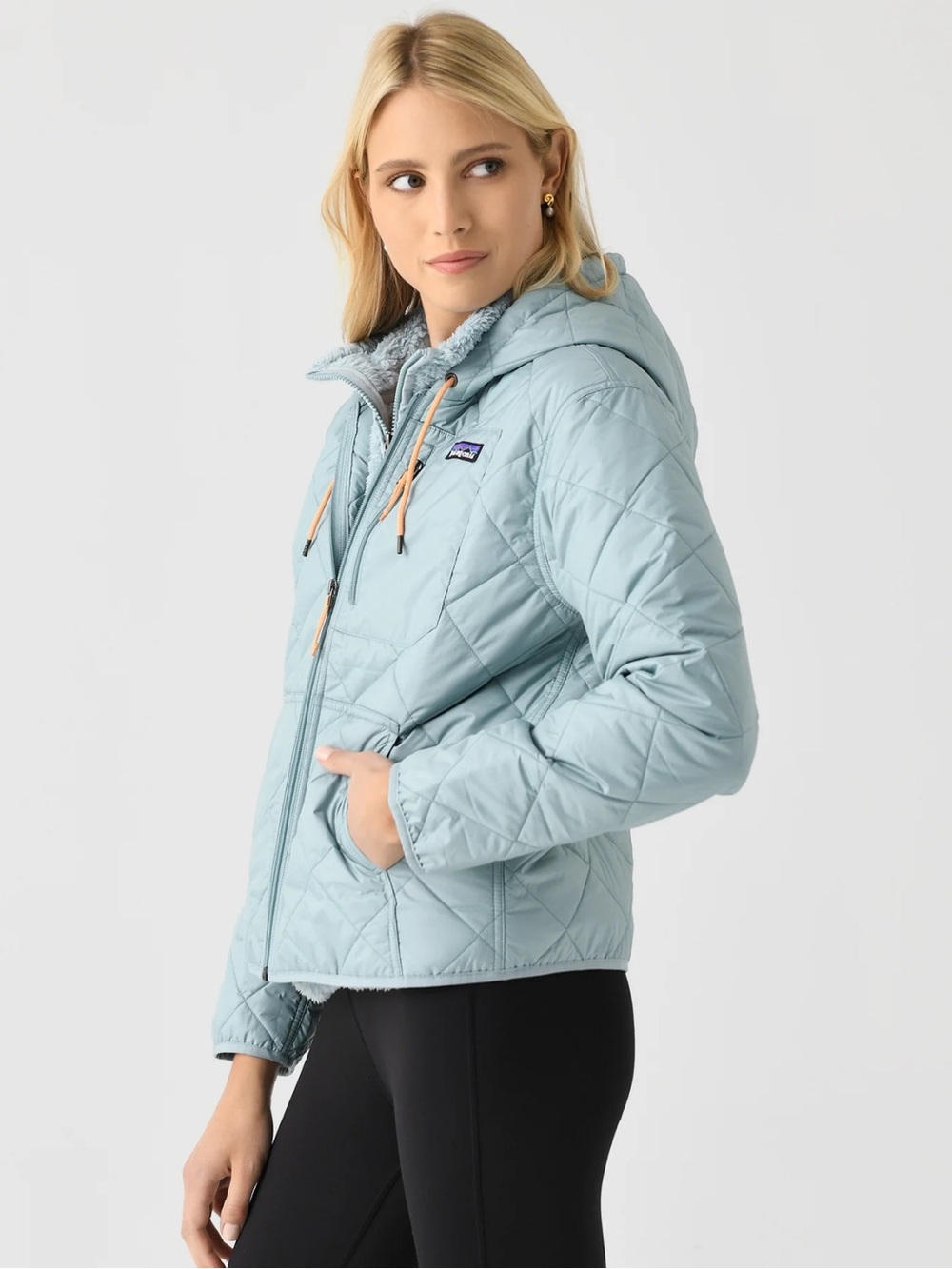 Patagonia Womens Diamond Quilted Bomber Hoody Jacket, Thermal Blue, NWT, size XS - Picture 3 of 6